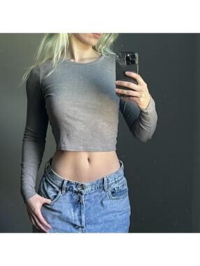Wild Fable Women's Grey Crop-top